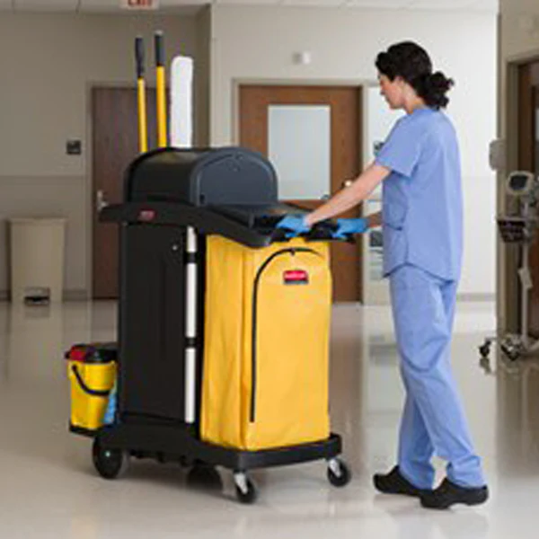 Rubbermaid 1966881 Janitorial Cart Vinyl Replacement Bag with Zipper 34 Gal. - Yellow - Image 3