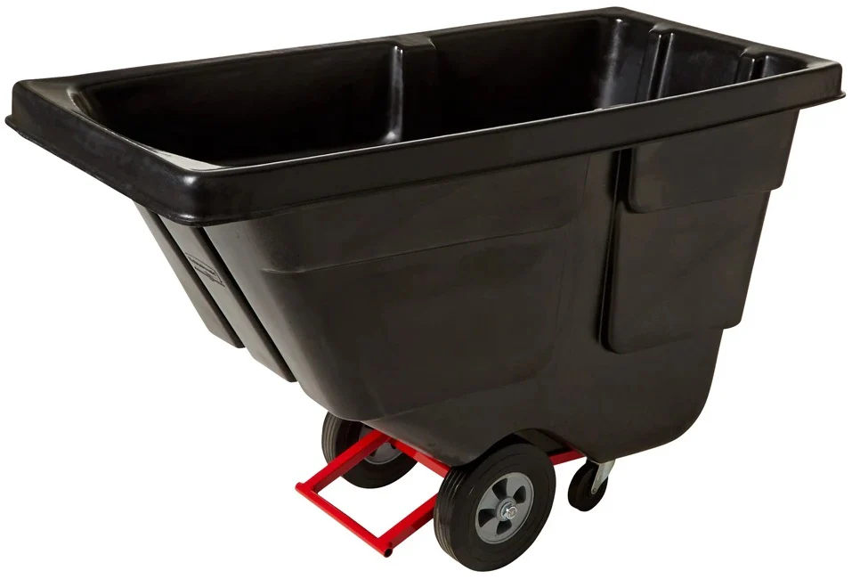 Rubbermaid FG130400BLA Rotomolded Open Top Utility Duty Tilt Truck / Trash Cart - Black -  1/2 cu. yd. (450 lb. Capacity)