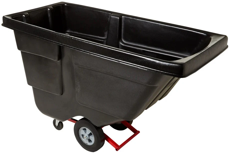 Rubbermaid FG130400BLA Rotomolded Open Top Utility Duty Tilt Truck / Trash Cart - Black -  1/2 cu. yd. (450 lb. Capacity) - Image 3