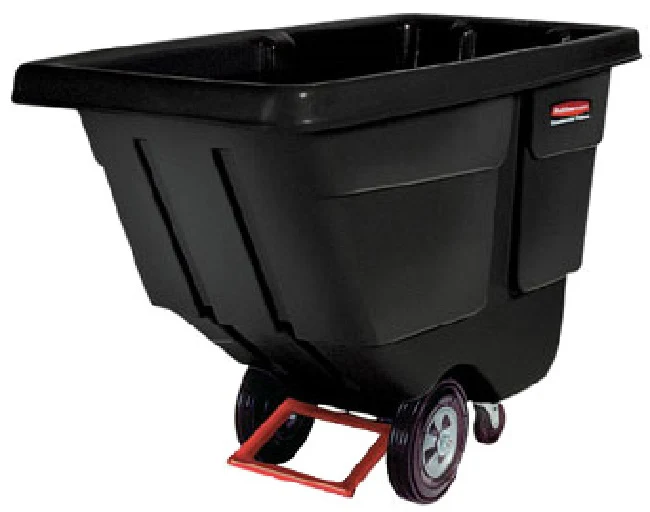 Rubbermaid FG131400BLA Rotomolded Open Top Utility Duty Tilt Truck / Trash Cart - Black -  1 cu. yd. (850 lb. Capacity)