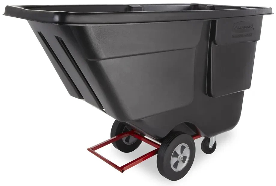 Rubbermaid FG131400BLA Rotomolded Open Top Utility Duty Tilt Truck / Trash Cart - Black -  1 cu. yd. (850 lb. Capacity) - Image 2