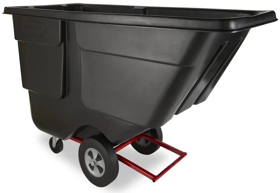 Rubbermaid FG131400BLA Rotomolded Open Top Utility Duty Tilt Truck / Trash Cart - Black -  1 cu. yd. (850 lb. Capacity) - Image 3