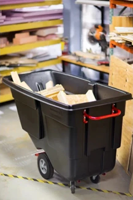 Rubbermaid FG131400BLA Rotomolded Open Top Utility Duty Tilt Truck / Trash Cart - Black -  1 cu. yd. (850 lb. Capacity) - Image 5
