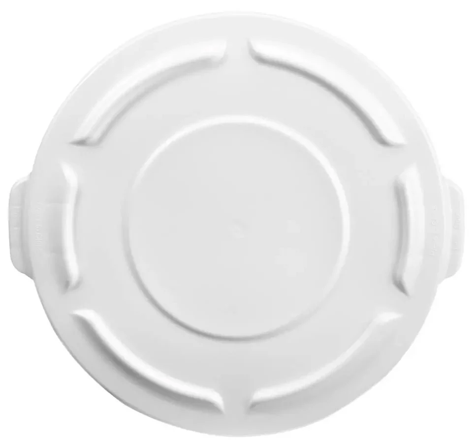 Rubbermaid FG263100WHT BRUTE Self-Draining Round Flat Lid for use with 32-Gallon Container - White - Image 2