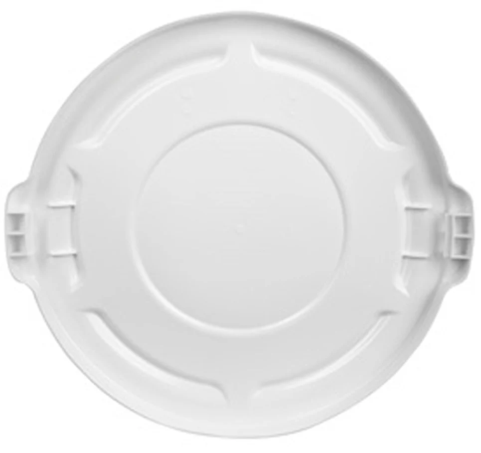 Rubbermaid FG263100WHT BRUTE Self-Draining Round Flat Lid for use with 32-Gallon Container - White - Image 3