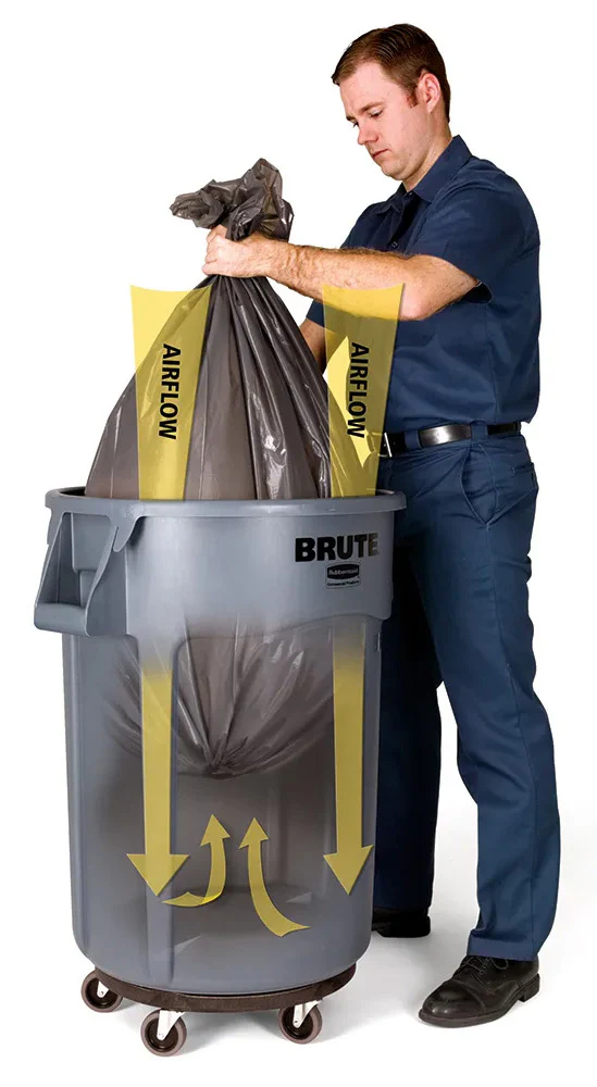 Rubbermaid FG265500GRAY Vented BRUTE Round Container 55 gal - Gray - Image 3
