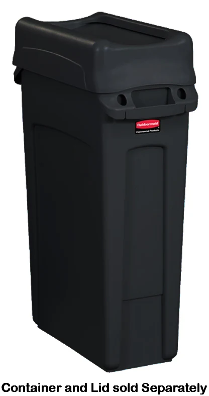Rubbermaid FG267360BLA Slim Jim Swing-Top Container Lid - Black - Image 6