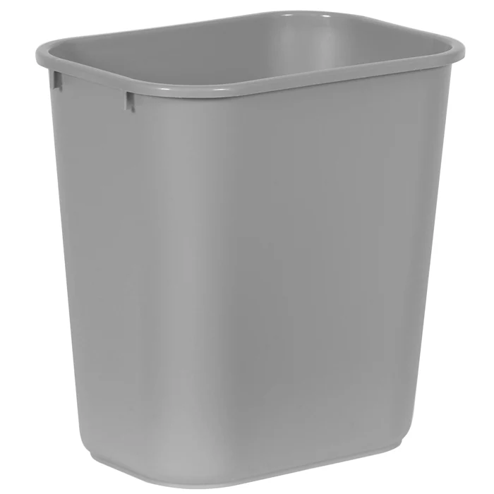 Rubbermaid FG295600GRAY Medium Rectangular Wastebasket / Trash Can 28-1/8 Qt. - Gray - Image 2
