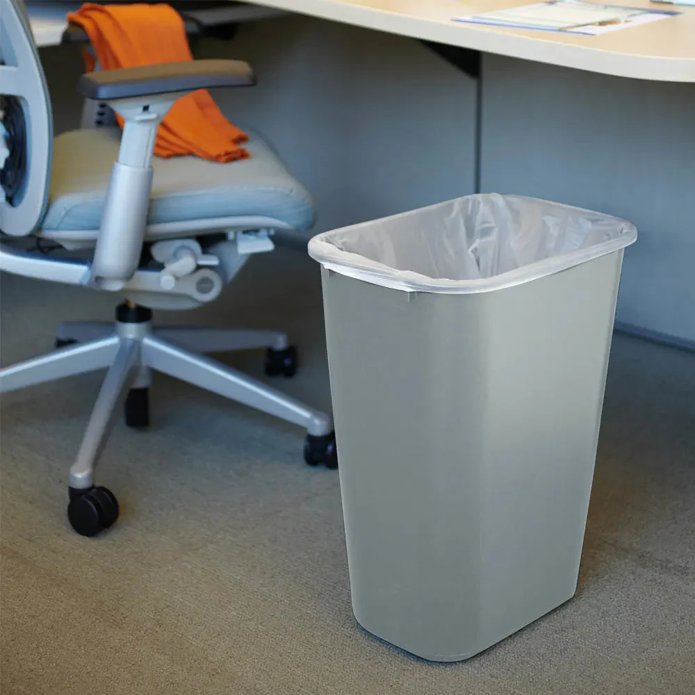 Rubbermaid FG295700GRAY Large Rectangular Wastebasket / Trash Can 41-1/4 Qt. - Gray - Image 2