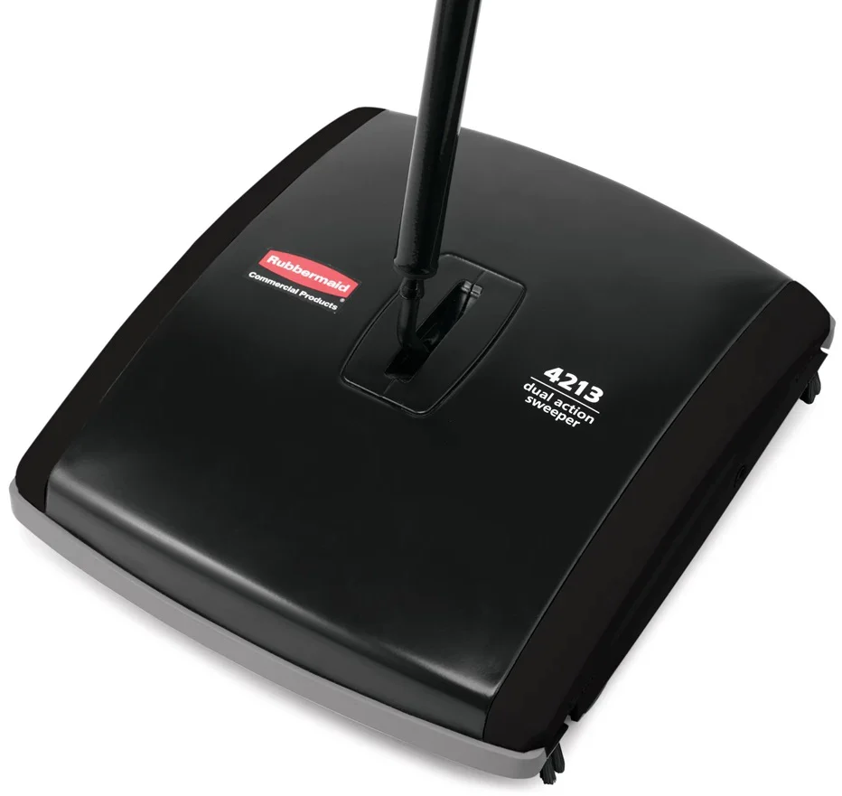 Rubbermaid FG421388BLA Executive Series Dual Action Mechanical Floor/Carpet Sweeper 7-1/2" - Black - Image 2
