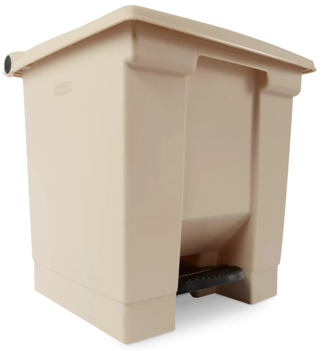 Rubbermaid FG614300BEIG Plastic Rectangular Front Step-On Container / Trash Can 8 Gal. - Beige - Image 3