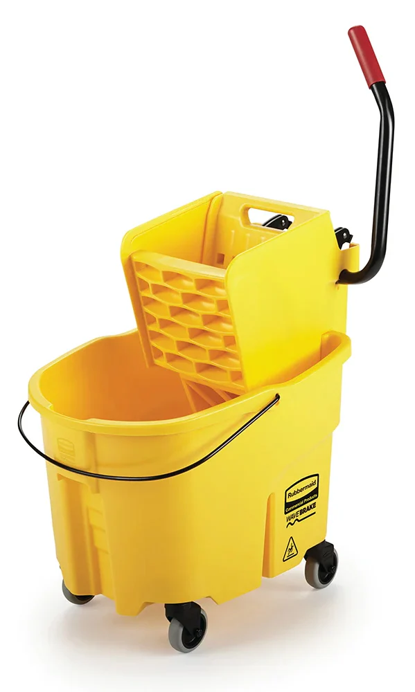 Rubbermaid FG758088YEL WaveBrake Side-Press Mop Bucket and Wringer 35 qt. - Yellow - Image 12