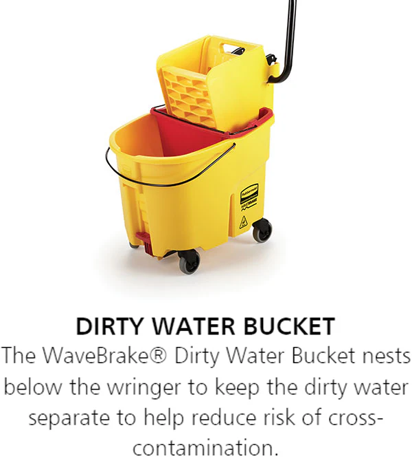 Rubbermaid FG758088YEL WaveBrake Side-Press Mop Bucket and Wringer 35 qt. - Yellow - Image 14