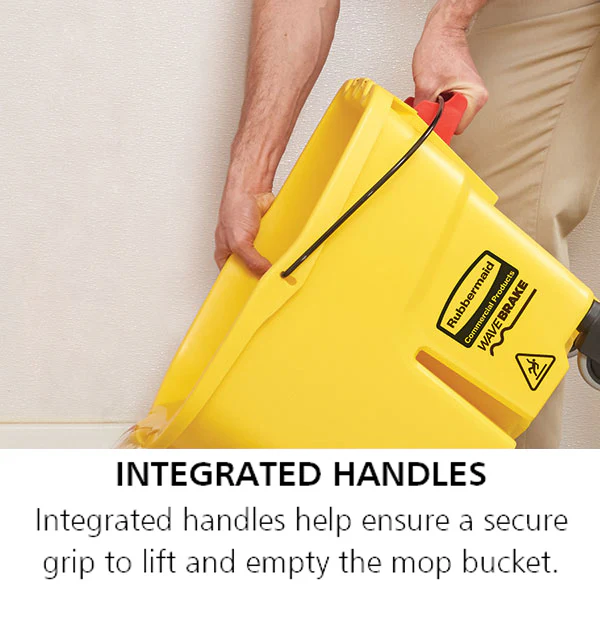 Rubbermaid FG758088YEL WaveBrake Side-Press Mop Bucket and Wringer 35 qt. - Yellow - Image 16
