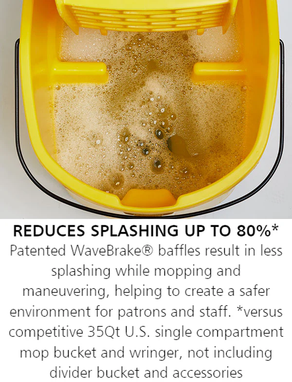 Rubbermaid FG758088YEL WaveBrake Side-Press Mop Bucket and Wringer 35 qt. - Yellow - Image 19