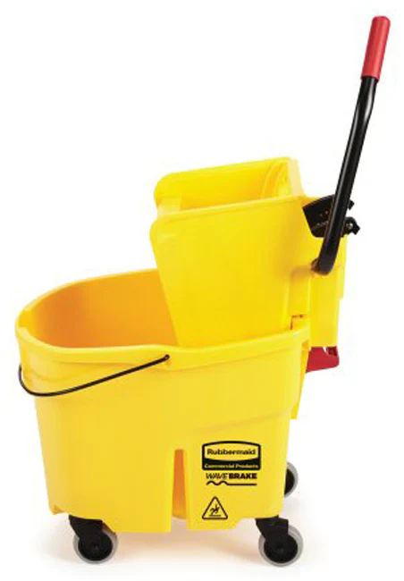 Rubbermaid FG758088YEL WaveBrake Side-Press Mop Bucket and Wringer 35 qt. - Yellow - Image 7