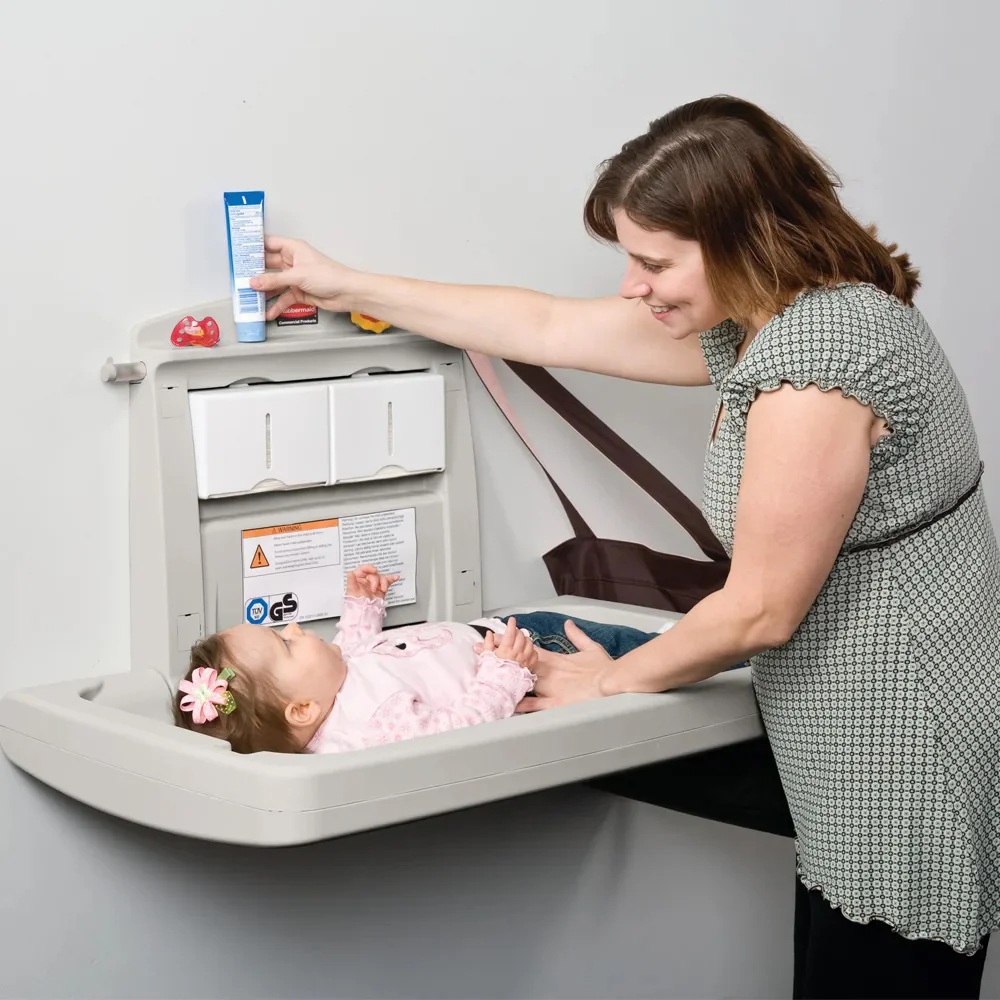 Rubbermaid FG781888LPLAT Wall-Mounted Horizontal Baby Changing Station - Platinum - Image 8