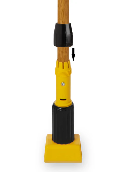 Rubbermaid FGH216000000 Gripper Clamp-Style Hardwood Wet Mop Handle with Yellow Plastic Head 60" - Natural - Image 4