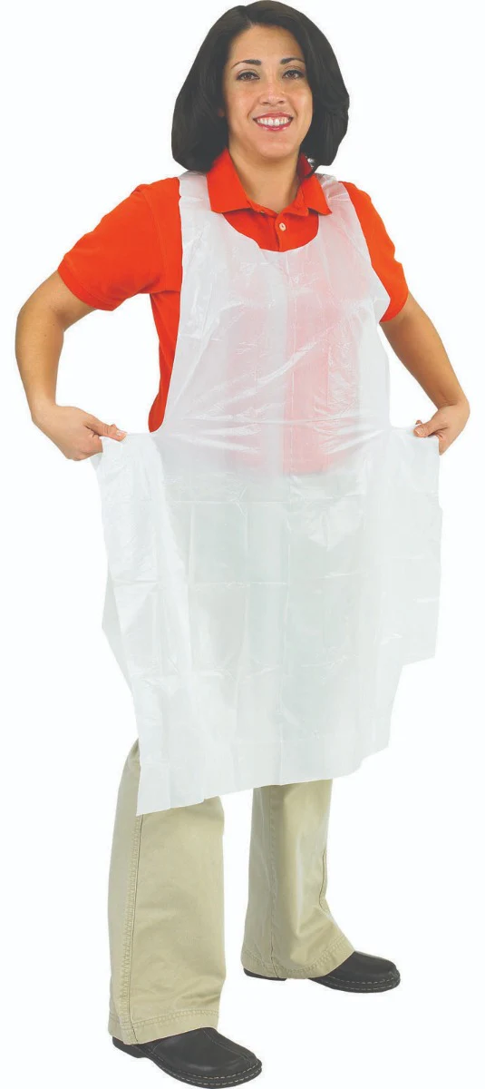 San Jamar 8706 Disposable Bib Apron 24" x 46" - White - 100/Box - Image 2