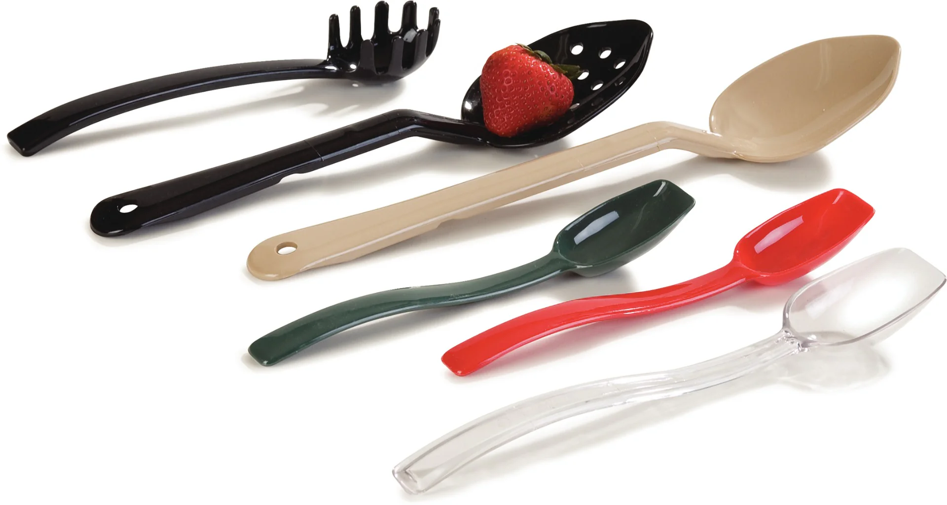 Carlisle 442003 One-Piece Plastic Solid Serving Spoon with Notched Handle 13" - Black - Image 11