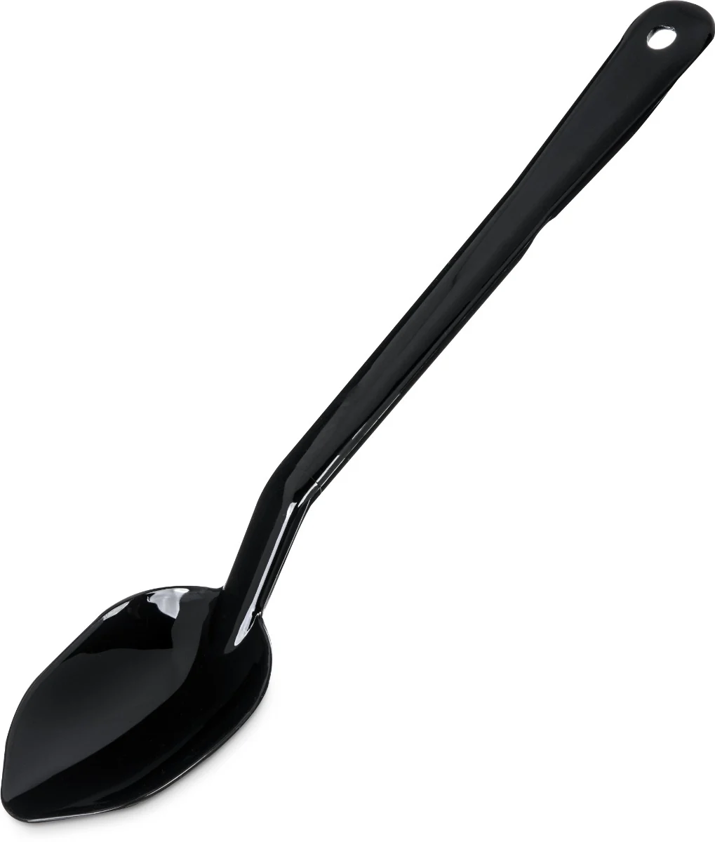 Carlisle 442003 One-Piece Plastic Solid Serving Spoon with Notched Handle 13" - Black - Image 8