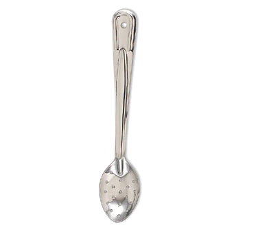 Browne 2772 Conventional Heavy Gauge Stainless Steel Perforated Serving Spoon with Reinforced Grooved Handle 15" - Image 2
