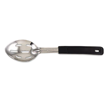 Browne 572313 Heavy Gauge Stainless Steel Slotted Serving Spoon with Black Plastic Handle 11" - Image 2
