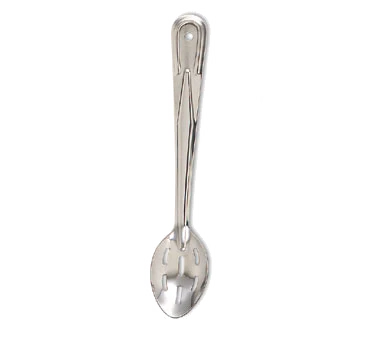 Browne 572153 Conventional Medium Gauge Stainless Steel Slotted Serving Spoon with Reinforced Grooved Handle 15" - Image 2