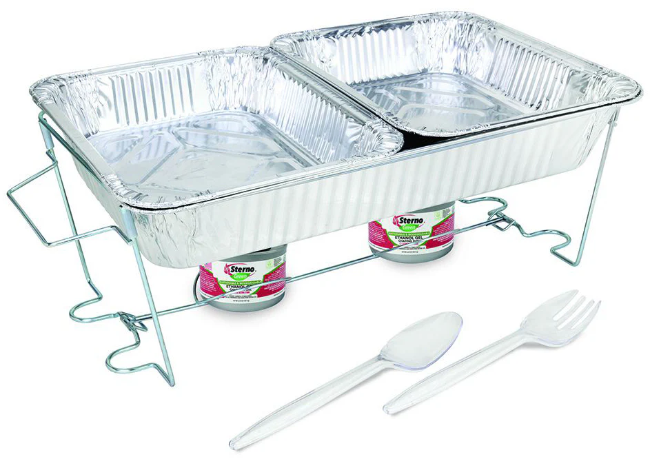 Sterno Products 70370 Buffet Kit with (2) Aluminum Half-Size Food Pans & Chafing Fuel 12-3/4" x 20-3/4"