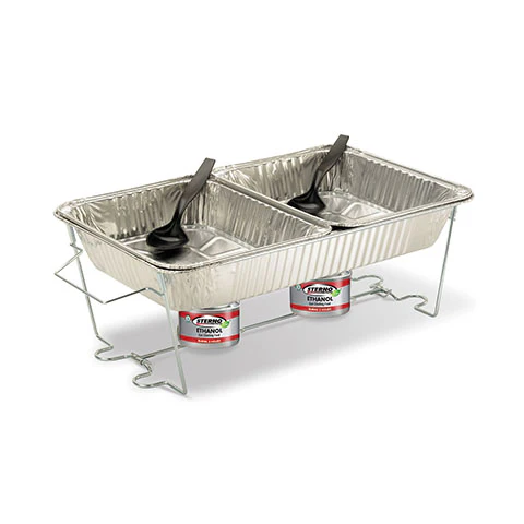Sterno Products 70370 Buffet Kit with (2) Aluminum Half-Size Food Pans & Chafing Fuel 12-3/4" x 20-3/4" - Image 2