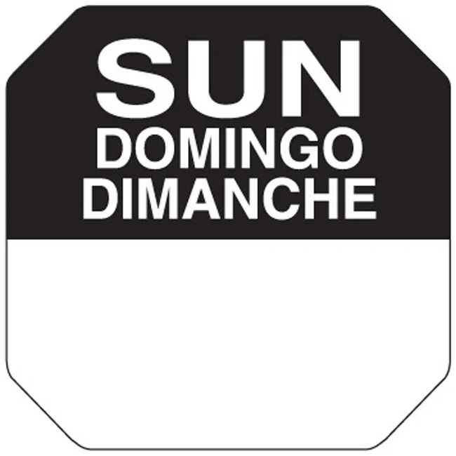 Ecolab Daydots 10107-07-31 SupeRemovable Labels, Sunday (E/S/F) 1" - Black / White - Roll of 1,000