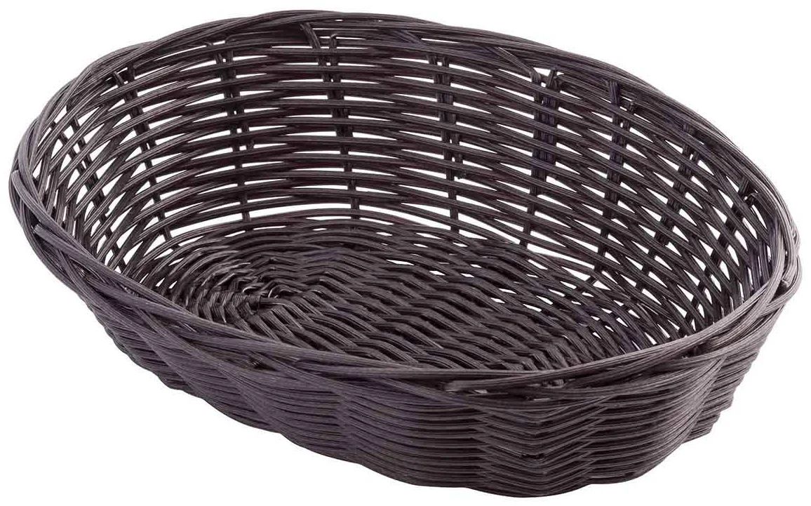 TableCraft 1474 Handwoven Ratan Oval Serving Basket 9" x 6" x 2-1/4" - Brown - 12/Case - Image 3