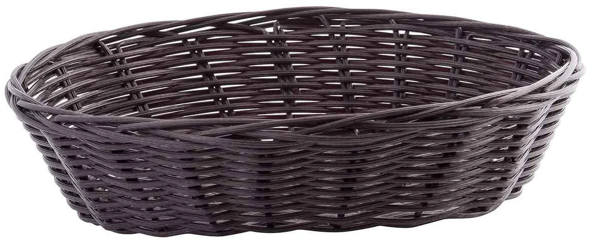 TableCraft 1474 Handwoven Ratan Oval Serving Basket 9" x 6" x 2-1/4" - Brown - 12/Case - Image 4