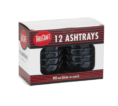 TableCraft CST363B-1 Cash & Carry Economy Plastic Stacking Deepwell Ashtray 3-7/8"Dia. x 1-3/4" - Black - 12/pk - Image 2