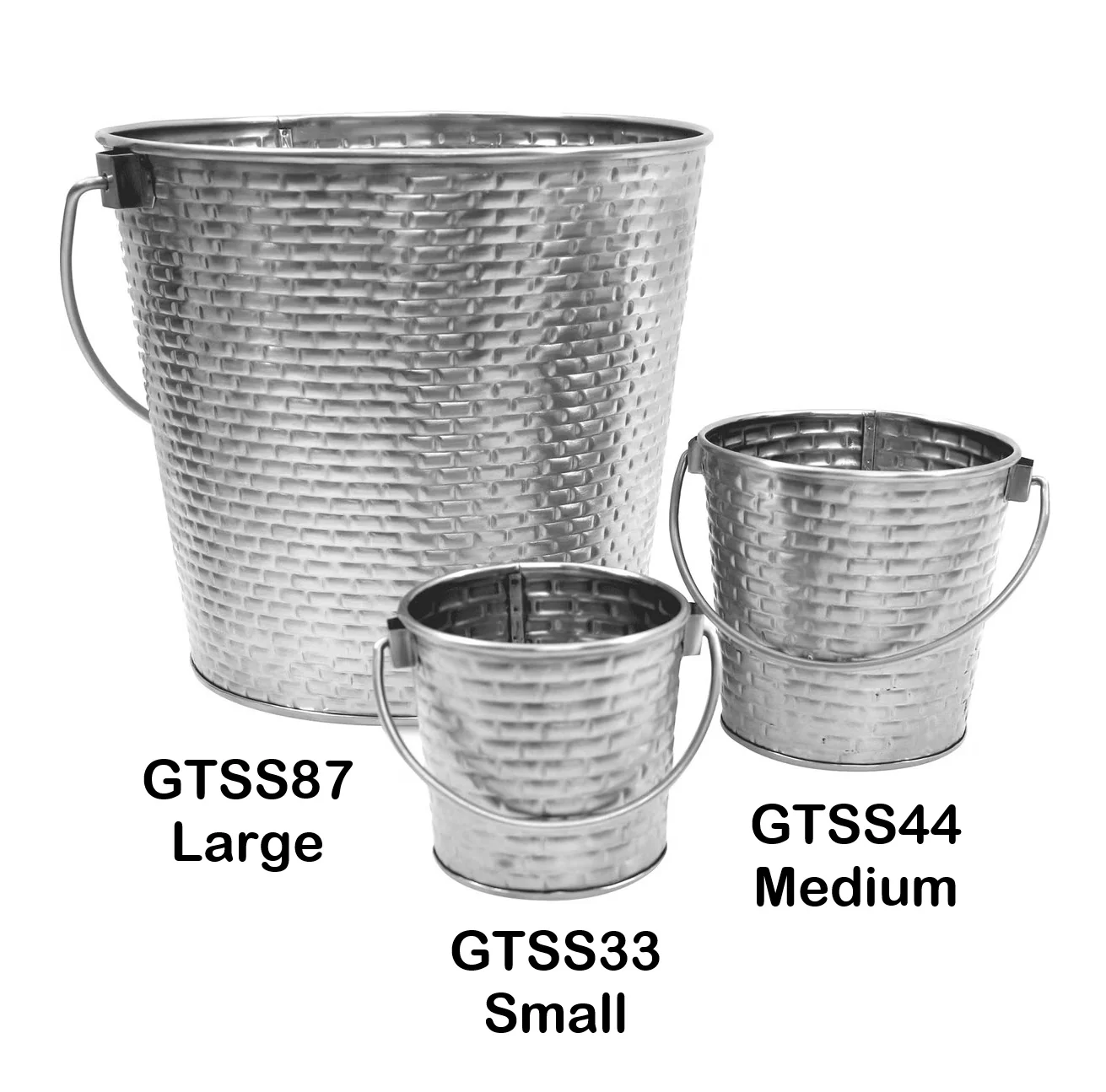 TableCraft GTSS33 Brickhouse Stainless Steel Small Round Serving Pail with Handle 3" dia. x 3-1/4"H - 9 oz. -  12/Case - Image 3