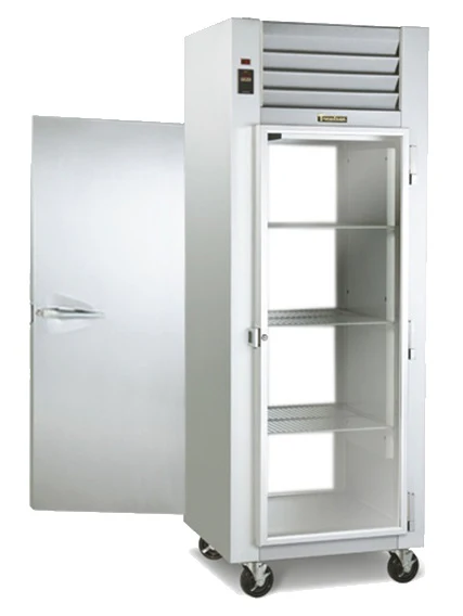 Traulsen G16013P 1-Section Right Hinged 1 Solid Full Door Front / Left Hinged 1 Glass Full Door Rear Pass-Thru Refrigerator 30" - 25.9 cu. ft. - 115v