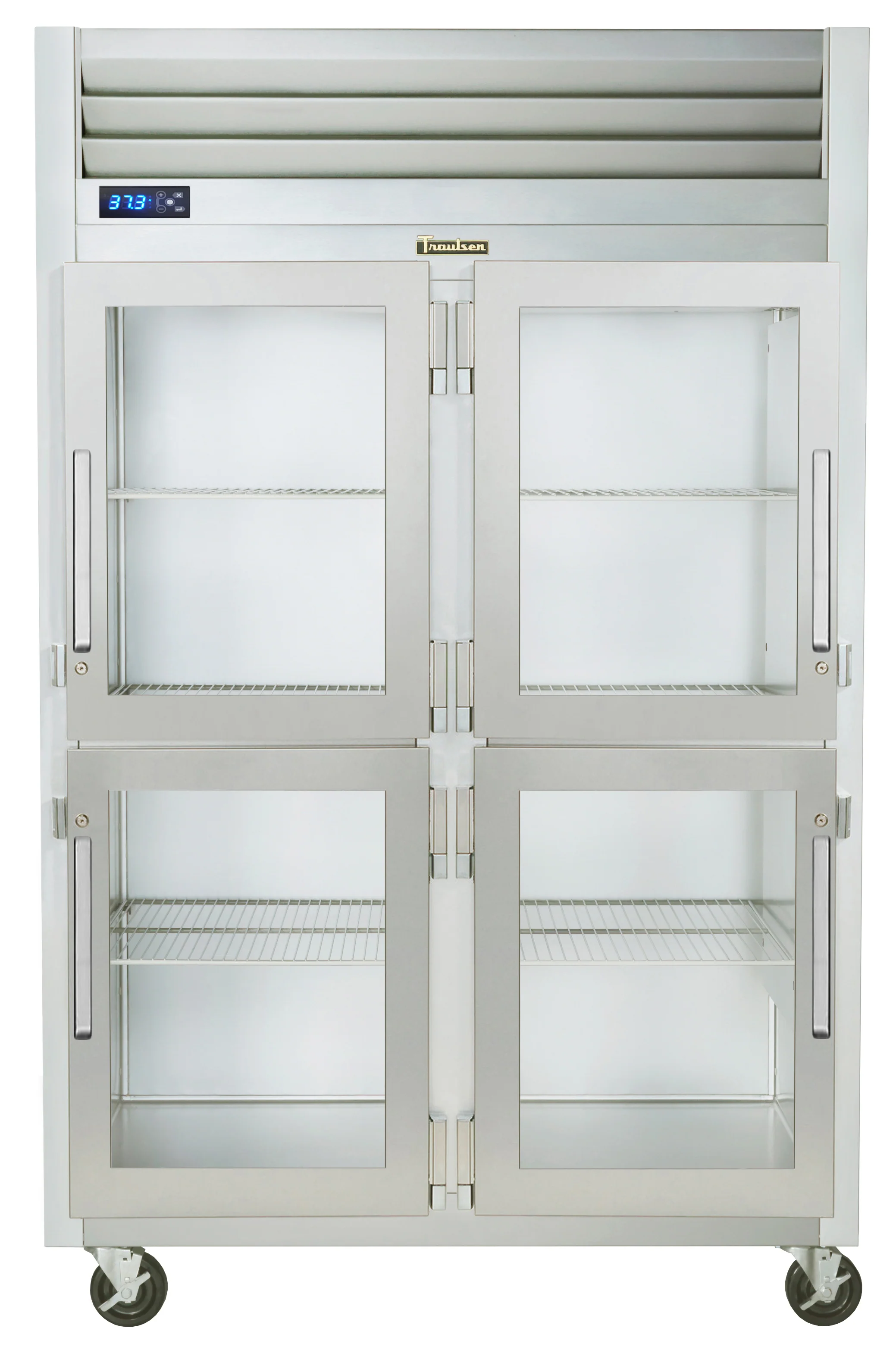Traulsen G21001 2-Section Right/Left Hinged 4 Glass Half Door Reach-In Refrigerator 52" - 46 Cu. Ft.