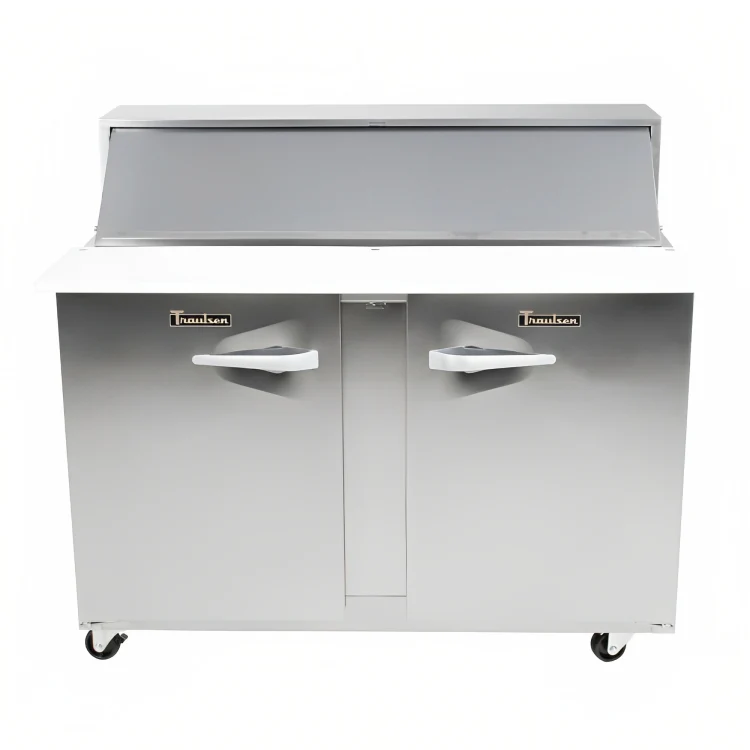 Traulsen UPT7224-LR 2-Section 2 Left/Right Hinged Door Refrigerated Salad/Sandwich Prep Table with Roll-Top Lid 72" - Holds (24) 1/6 Size Pans - 24.5 cu. ft. - 115v - Image 3