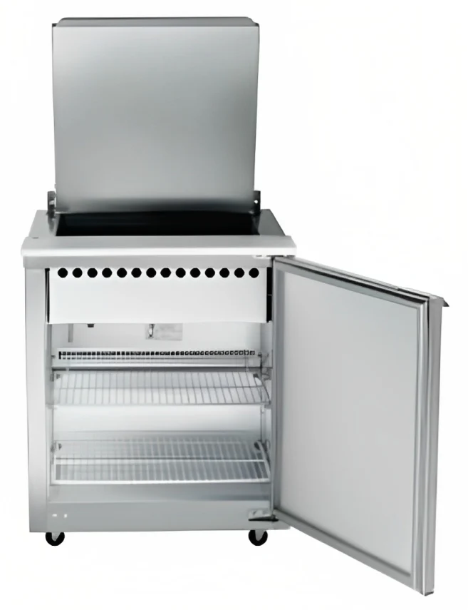 Traulsen UST2312-R 1-Section Right Hinged 1 Door Refrigerated Salad/Sandwich Prep Table with Low Profile Flat Lid 32" - Holds (12) 1/6 Size Pans - 8.8 cu. ft. - 115v - Image 7