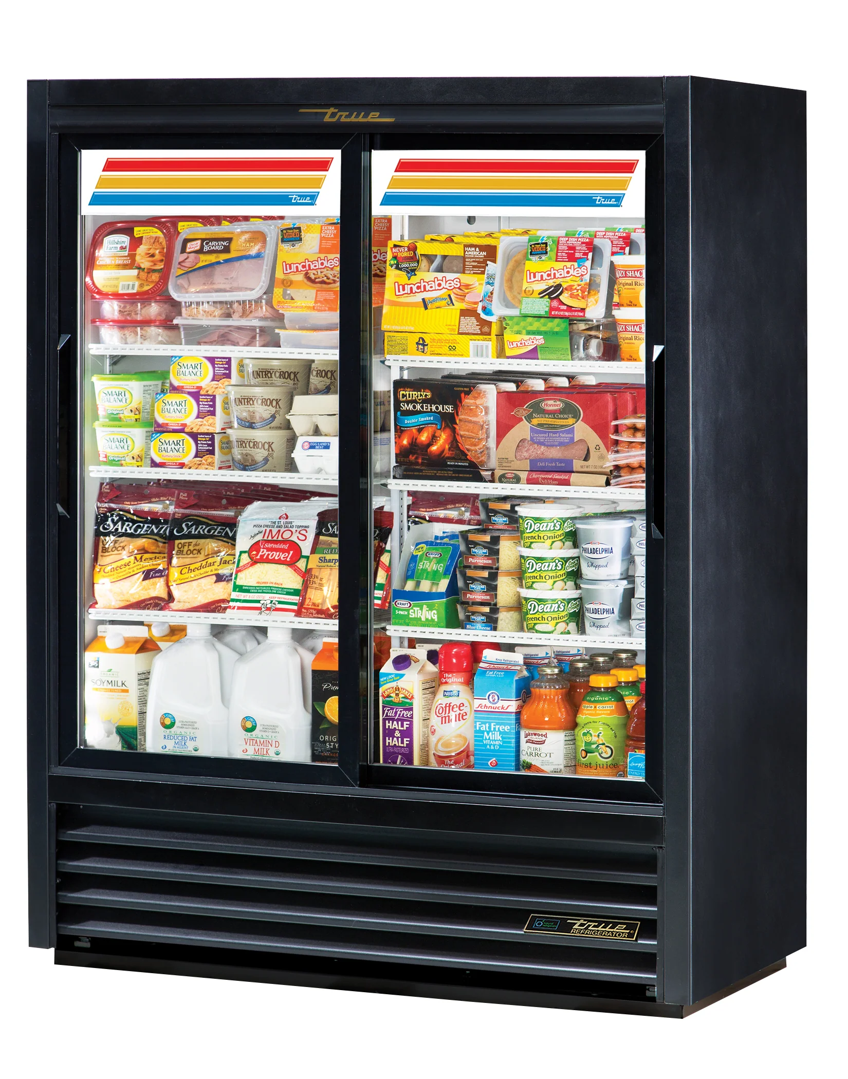 True GDM-41SL-60-HC-LD Black 2 Glass Slide Door Convenience Store Refrigerated Merchandiser 47" x 59"H - 115v