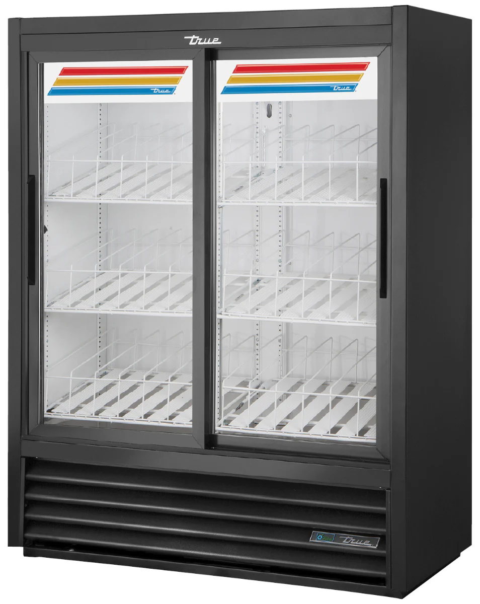 True GDM-41SL-60-HC-LD Black 2 Glass Slide Door Convenience Store Refrigerated Merchandiser 47" x 59"H - 115v - Image 2