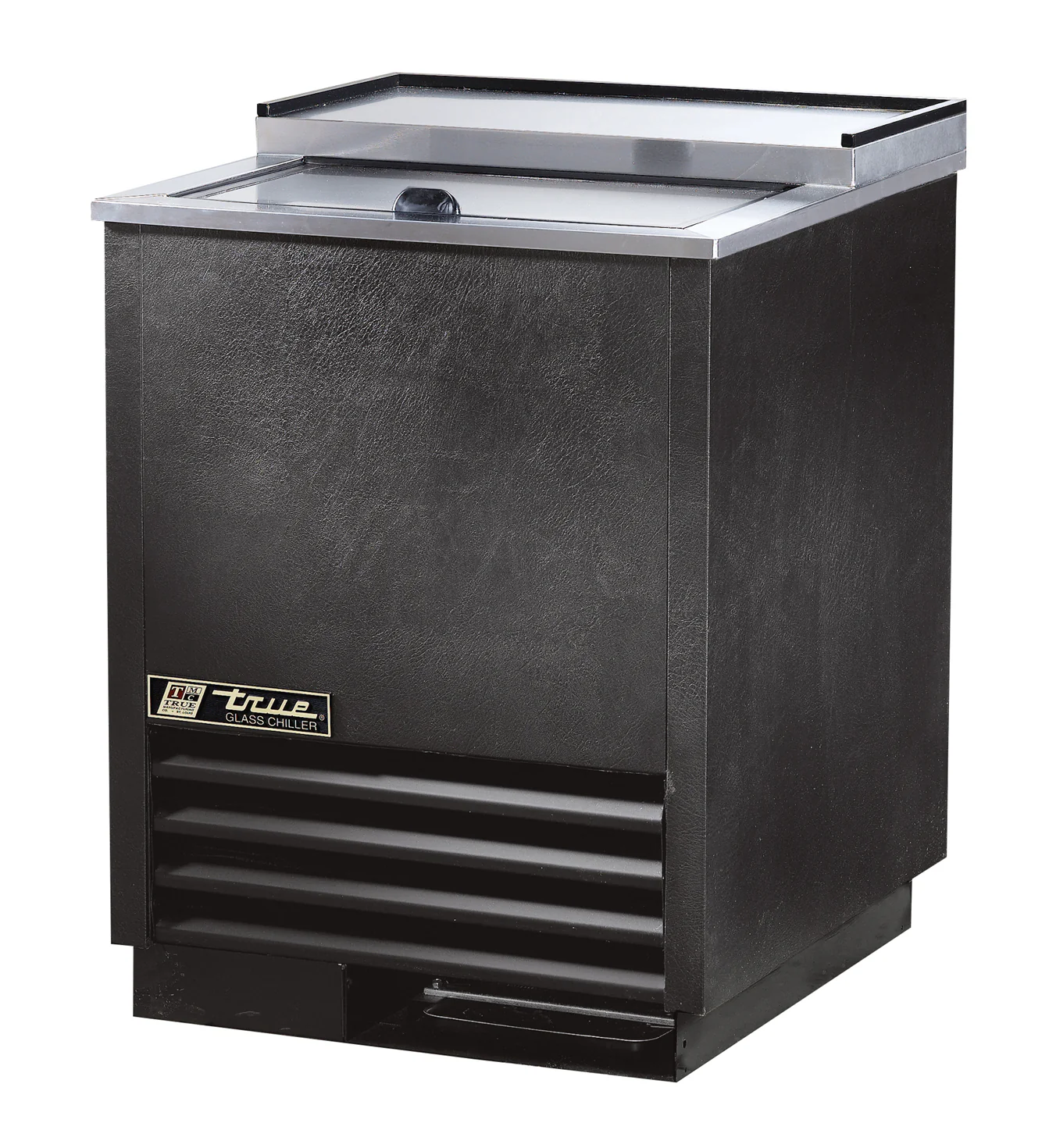 True T-24-GC-HC Black 1-Section 1 Solid Slide Lid Glass and Plate Chiller/Froster 24" - Holds (90) 8" Mugs or (85) 10 oz. Steins - 115v