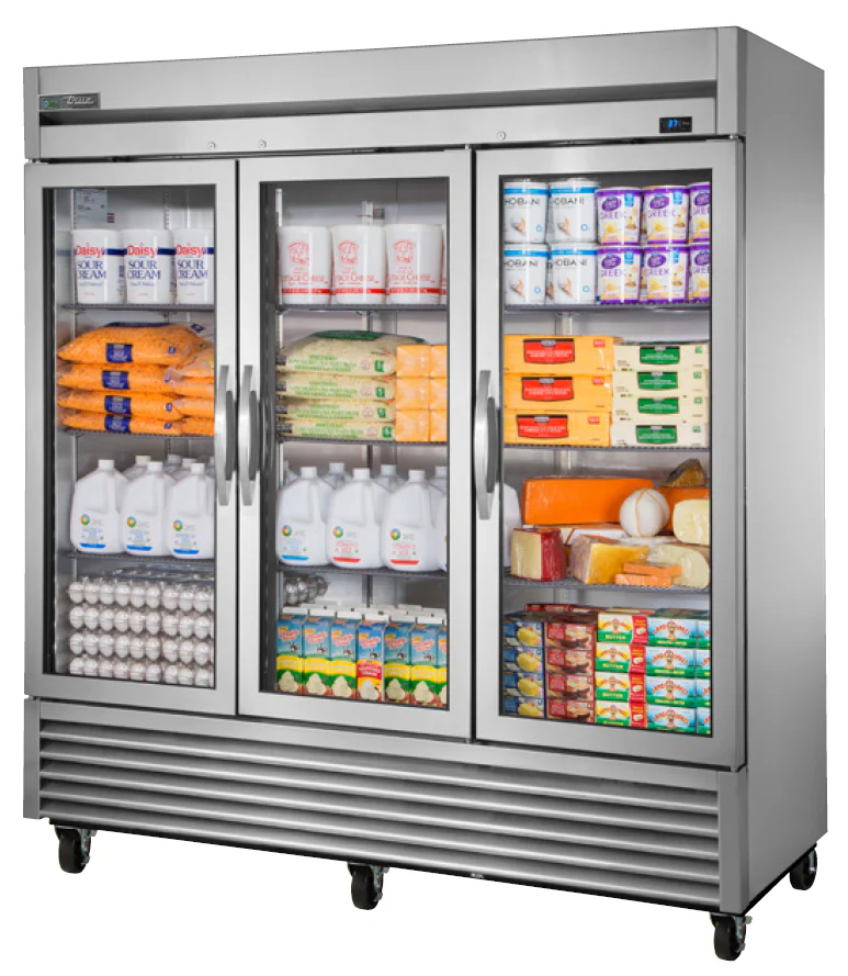 True T-72G-HC~FGD01 3-Section Left/Right/Right Hinged 3 Glass Swing Door Reach-In Refrigerator 78" - 72 cu. ft. - 115v