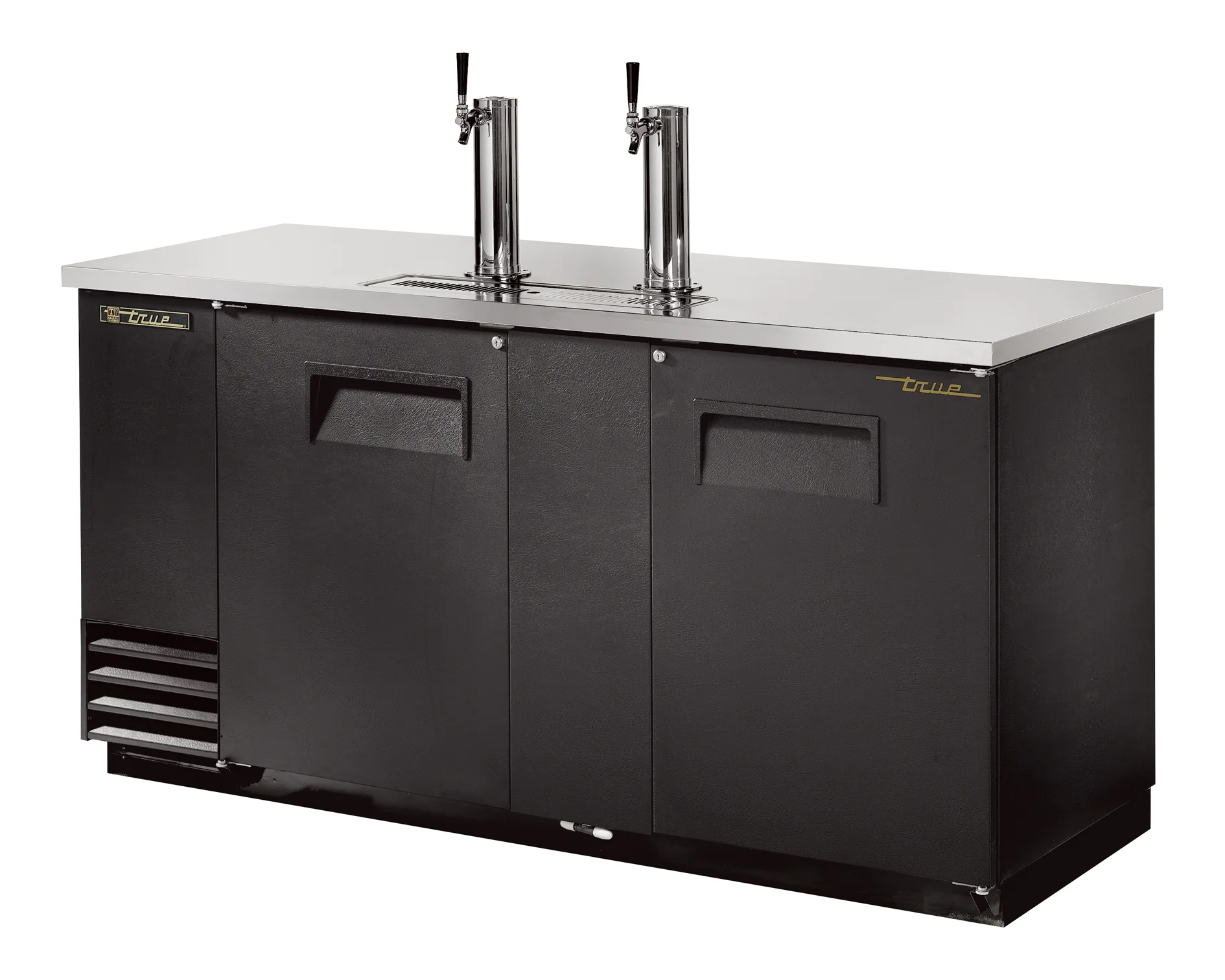 True TDD-3-HC Refrigerated Direct Draw Beer Dispenser with 2 Taps – Holds 3 Half Barrels 69" – 115V