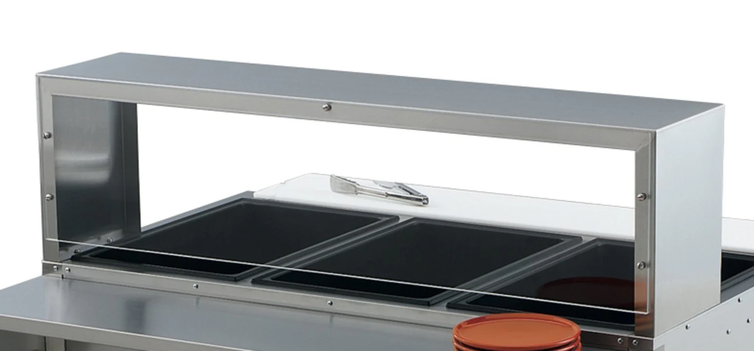 Vollrath 38053 ServeWell Stainless Steel Single-Deck Overshelf with Acrylic Panel Cafeteria Breath Guard 46"W x 10"D x 13"H - for Vollrath 3 Well / Pan Hot or Cold Food Tables - Image 2