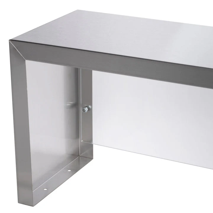 Vollrath 38053 ServeWell Stainless Steel Single-Deck Overshelf with Acrylic Panel Cafeteria Breath Guard 46"W x 10"D x 13"H - for Vollrath 3 Well / Pan Hot or Cold Food Tables - Image 3