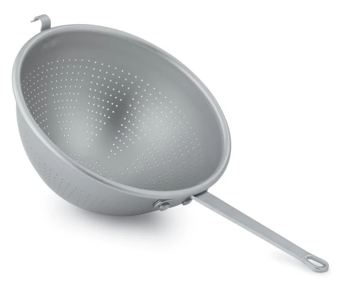 Vollrath 4605 Aluminum Professional / Spaghetti Strainer with 11-1/4" Dia. Perforated Bowl, Hook and Straight Handle 5 qt.