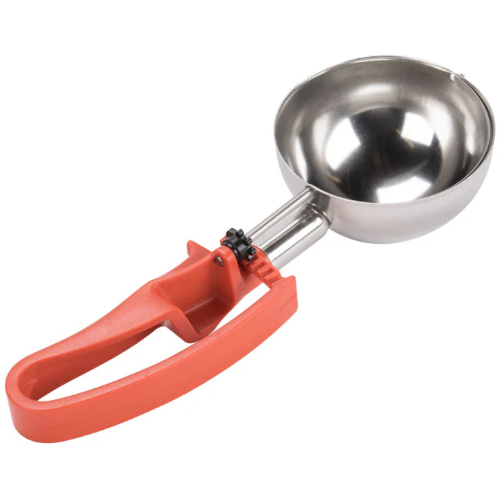 Vollrath 47388 Jacob's Pride Standard Length Disher with Orange Squeeze Handle 8 oz. - Size 4 - Image 4