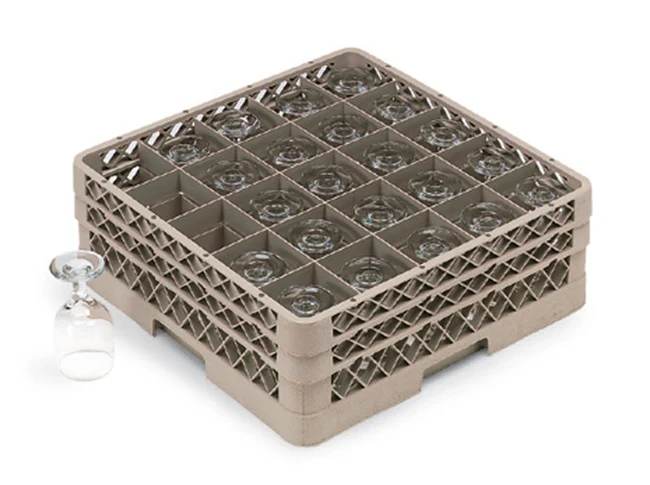 Vollrath TR6BB Traex 25-Compartment Full Size Glass/Stemware Rack with 2 Extenders - Beige - 2/Case - Image 5
