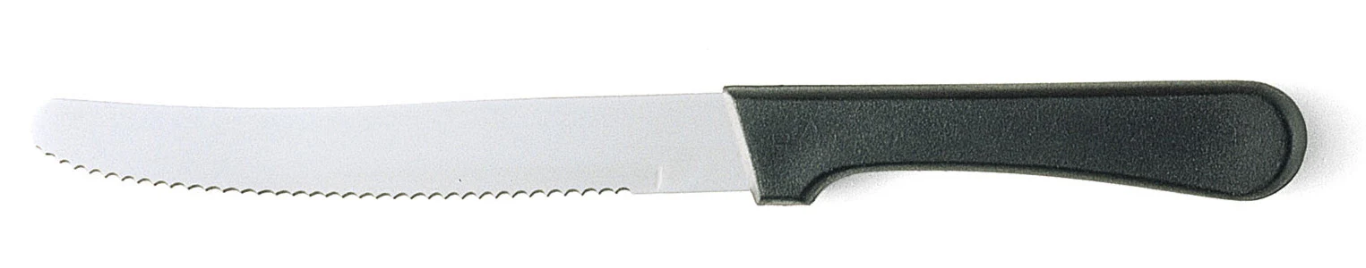 Walco WL790527 Stainless Steel Serrated Round Tip Steak Knife with Black Poly Handle 4-5/8" - 24/Box - Image 2